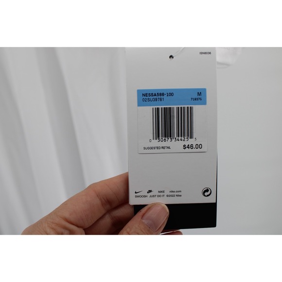 NWT Nike DRI-FIT Swim Hydroguard Men's Medium White S/S Top Rashguard UPF 40+ - Picture 2 of 7